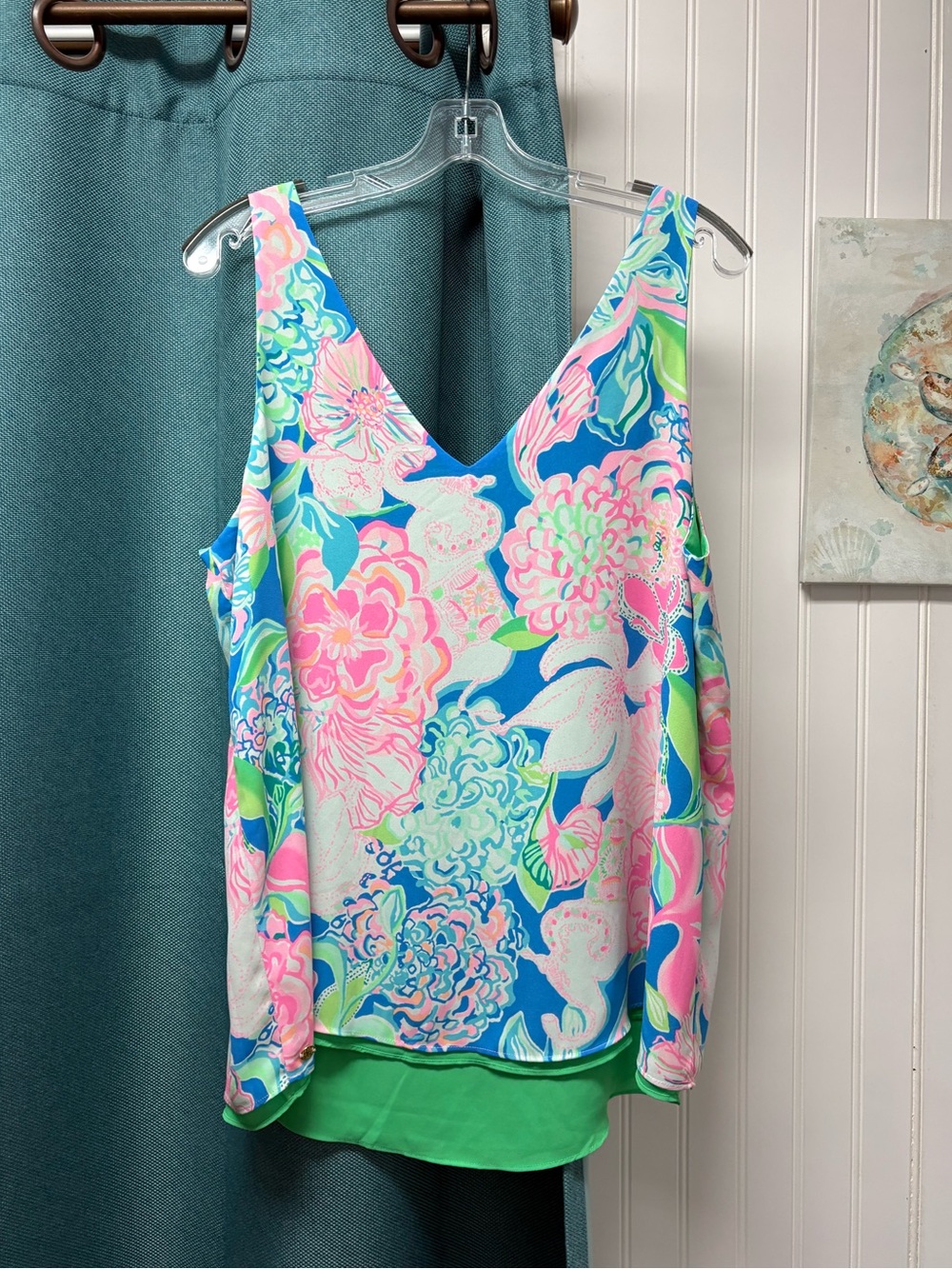 Lilly Pulitzer, reversible, floral and bright green, tank top size, medium - Picture 3 of 8